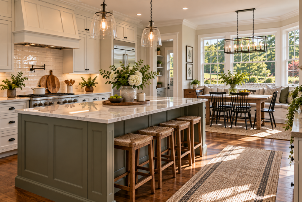 Kitchen and breakfast room in a Redding Connecticut home