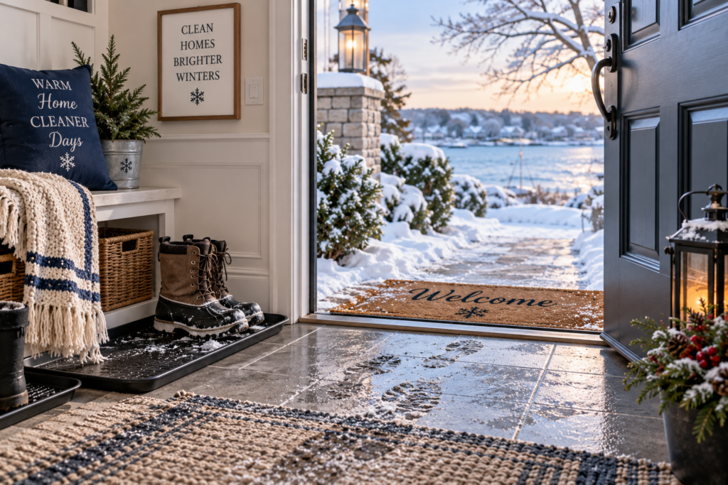 Winter floors moisture and road residue cleaning in Madison CT